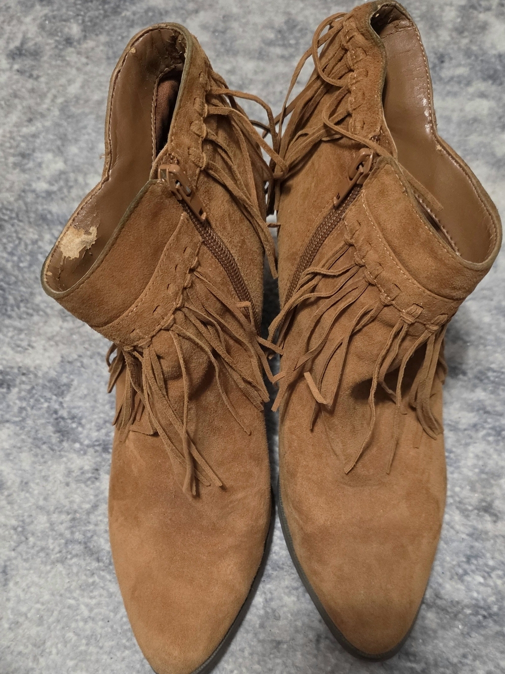 Nine West Suede Fringe Ankle Boots - Brown - Picture 2 of 2